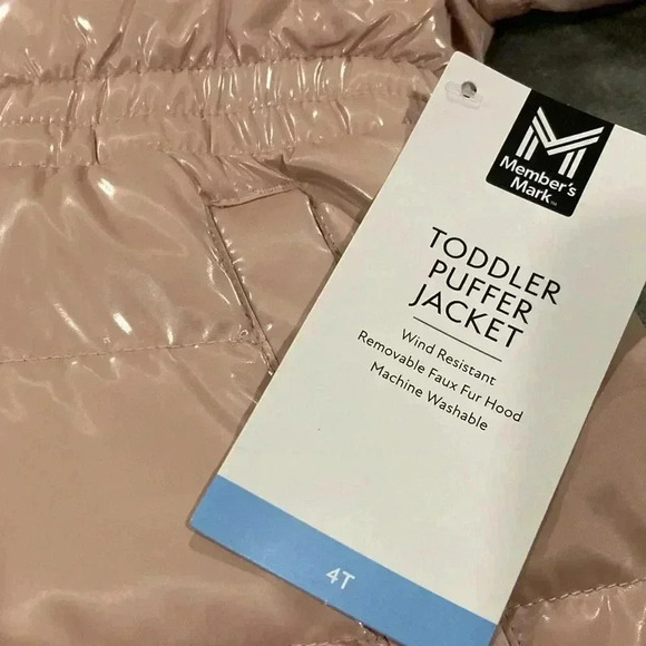 New Members Mark Toddler Sz. 4T Puffer Jacket Pink Removable Faux Fur Hood NWT - Picture 11 of 12